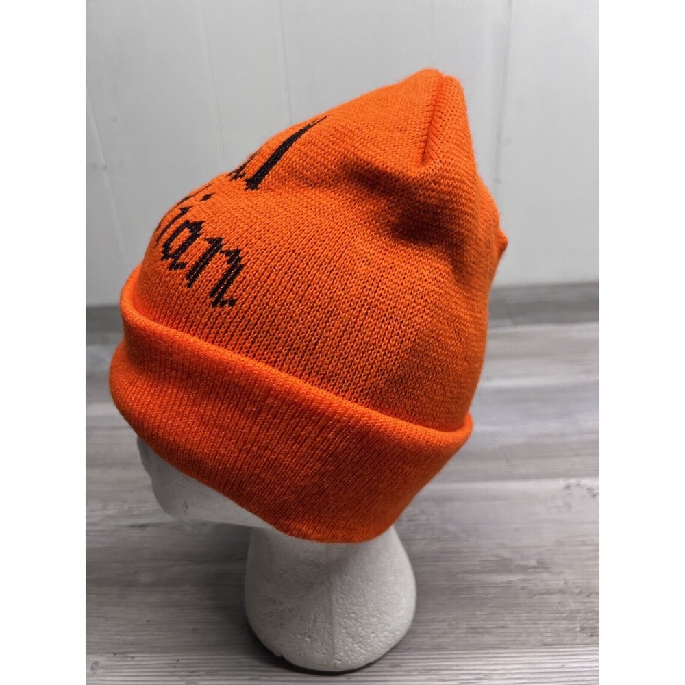 Vintage Blaze Orange Canada Beanie Royal Canadian Knit Hat OSFA - Picture 2 of 6